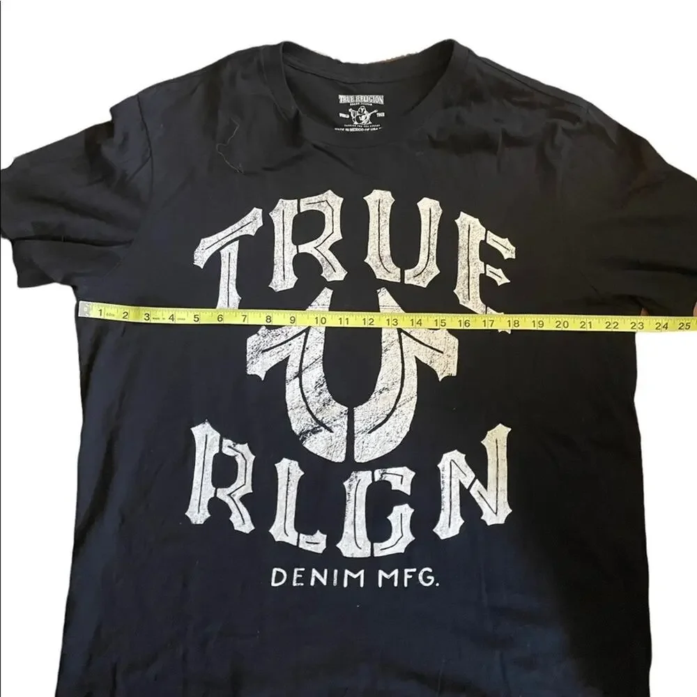 True Religion World Tour Graphic SHIRT Mens XXL Black Short Sleeve Comfy Unisex